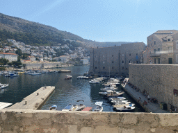 The Old Port and the Tvrdava Svetog Ivana fortress, viewed from the city walls next to the upper floor of the Galerija Dulcic Masle Pulitika gallery