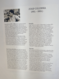 Information on Josip Colonna at the upper floor of the Galerija Dulcic Masle Pulitika gallery
