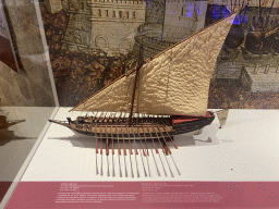 Scale model of a Light Galley at the lower floor of the Maritime Museum, with explanation