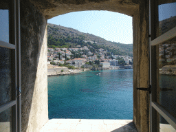 The east side of the city with the Lazareti Creative Hub of Dubrovnik, the Plaa Banje beach and the Hotel Excelsior, viewed from the upper floor of the Maritime Museum