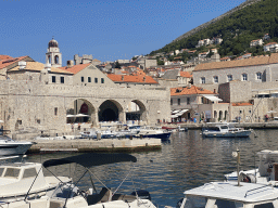 Boats in the Old Port, the Bell Tower and the Tvrdava Minceta fortress