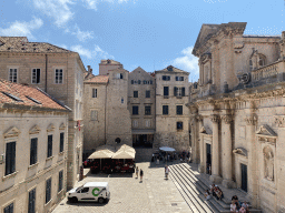 Front of the Dubrovnik Cathedral, viewed from the upper floor of the Rector`s Palace