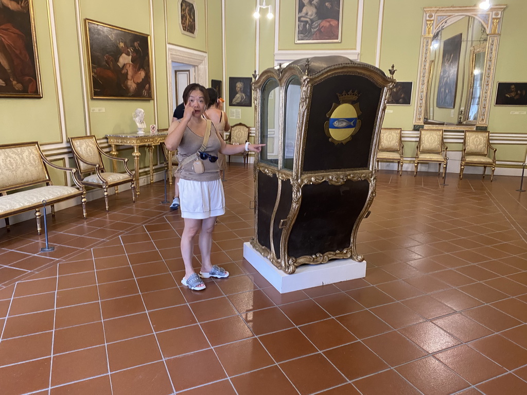 Miaomiao with a carriage at the upper floor of the Rector`s Palace