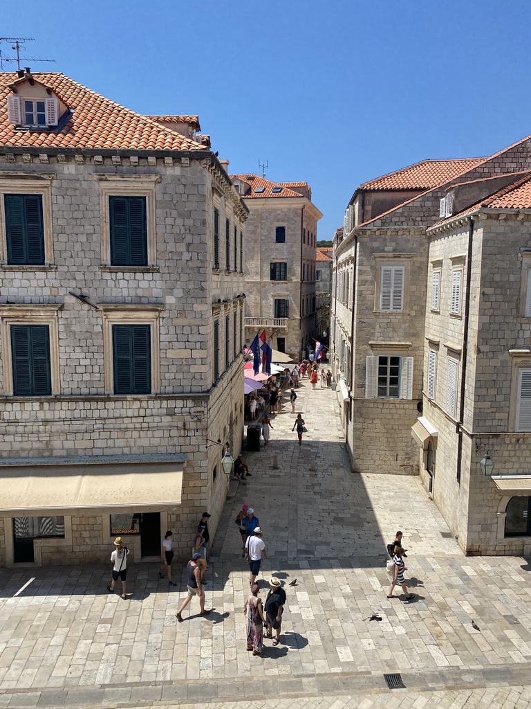 The Ulica Pred Dvorom street and the Gunduliceva Poljana market square, viewed from the upper floor of the Rector`s Palace