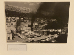 Photograph of the Old City Port at the `War Photographs` exposition at the lower floor of the Rector`s Palace, with explanation