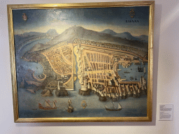 Painting `View of Dubrovnik` at the upper floor of the Rector`s Palace, with explanation