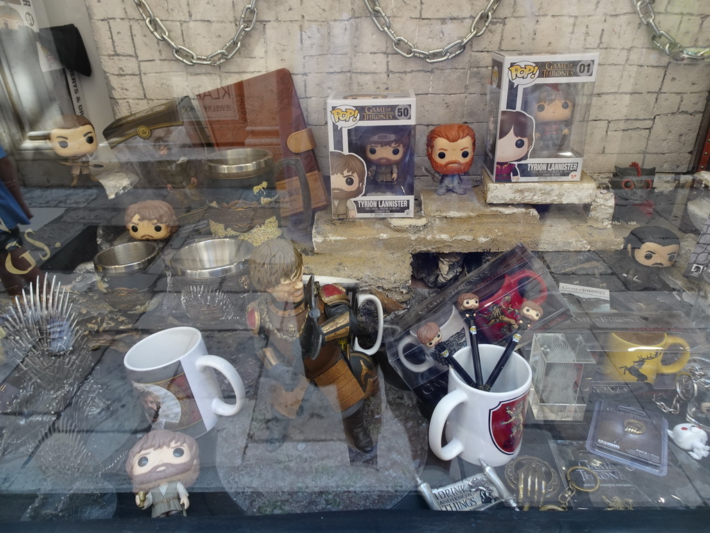Game of Thrones items in a window of the House Of The Game shop at the Ulica od Puca street