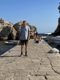 Tim at the pier and boats at the Dubrovnik West Harbour
