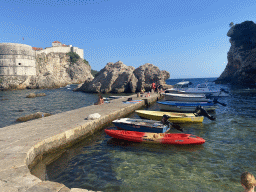 Pier and boats at the Dubrovnik West Harbour and the Tvrdava Bokar fortress