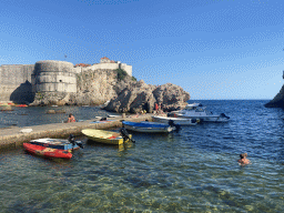 Pier and boats at the Dubrovnik West Harbour and the Tvrdava Bokar fortress