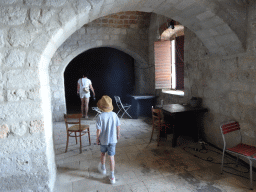 Miaomiao and Max at the backstage area of the theatre at the ground floor of Fort Lovrijenac