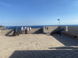 Cannons at the third floor of Fort Lovrijenac, with a view on the Lokrum island