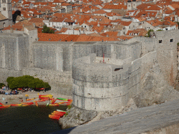 The Old Town with the Tvrdava Bokar fortress, Kolorina Bay and kayaks at Bokar Beach, viewed from the third floor of Fort Lovrijenac