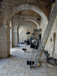 Lamps and ladder at the ground floor of Fort Lovrijenac