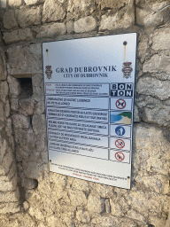Sign at the entrance to ulic Beach at the Ulica od Tabakarije street