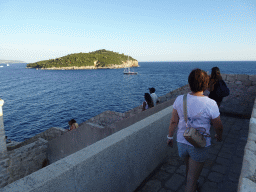 Miaomiao on top of the southeastern city walls, with a view on the Lokrum island