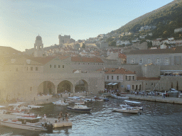 The Old Port, the Bell Tower, the Tvrdava Minceta fortress and the Dominican Monastery, viewed from the eastern city walls