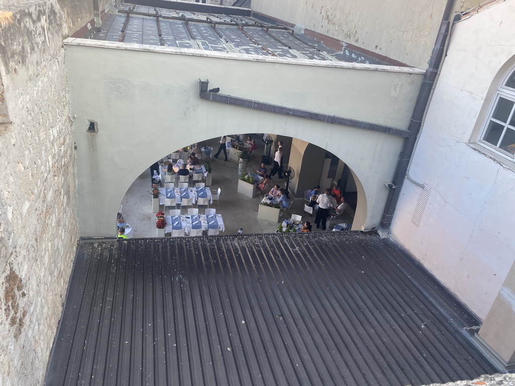 Interior of the Gradska Kavana Arsenal Restaurant, viewed from the top of the eastern city walls