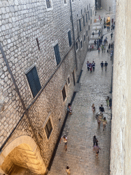 The Ulica Svetog Dominika street with guards, the east side of the Sponza Palace and the staircase to the Dominican Monastery, viewed from the eastern city walls