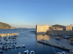 The Old Port, the Tvrdava Svetog Ivana fortress and the Lokrum island, viewed from the top of the northeastern city walls