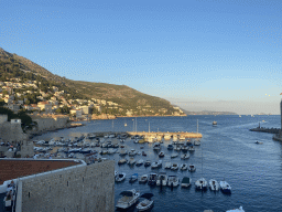 The Old Port and the east side of the city with the Lazareti Creative Hub of Dubrovnik, the Plaa Banje beach and the Hotel Excelsior, viewed from the top of the northeastern city walls