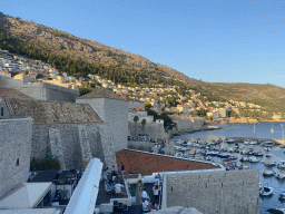 The Old Port, the Revelin Fortress and the east side of the city with the Lazareti Creative Hub of Dubrovnik, the Plaa Banje beach and the Hotel Excelsior, viewed from the top of the northeastern city walls