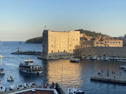 The Old Port, the Tvrdava Svetog Ivana fortress and the Lokrum island, viewed from the top of the northeastern city walls