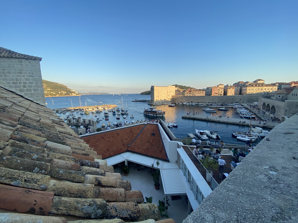 The Old Port, the Tvrdava Svetog Ivana fortress and the Lokrum island, viewed from the top of the northeastern city walls