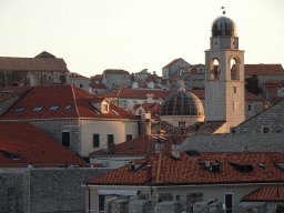 Rooftops at the Old Town with St. Blaise`s Church and the Bell Tower, viewed from the Revelin Fortress