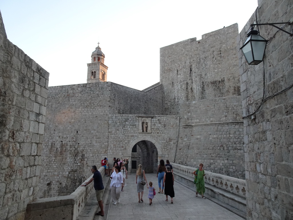 The Revelin Bridge, the northeastern city walls and the tower of the Dominican Monastery