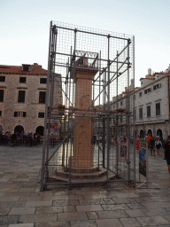 Orlando`s Column, under renovation, at the east side of the Stradun street