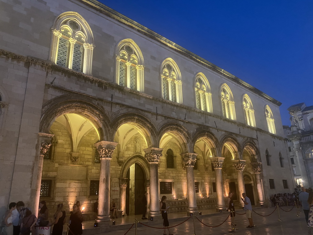 Front of the Rector`s Palace at the Ulica Pred Dvorom street, by night