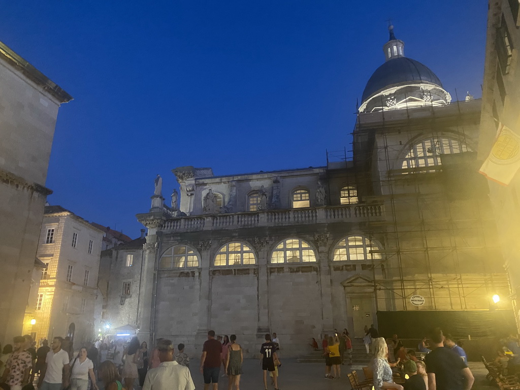 North side of the Dubrovnik Cathedral at the Poljana Marina Drica street, by night