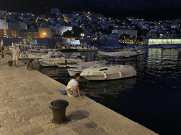 Miaomiao at the Old Port and the Kula sv. Luke fortress, by night