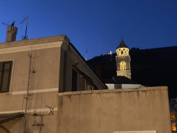 The tower of the Dominican Monastery and Mount Srd, viewed from the Old Port, by night
