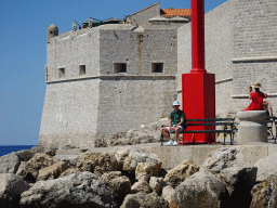 The Porporela Pier and the Kula sv. Spasitelj fortress, viewed from the ferry to the Lokrum island