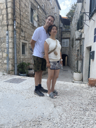 Tim and Miaomiao at Boscovich Square, with a view on the Ulica od Margarite street