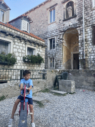 Max on a seesaw at the Old City Playground at the Ulica od Katela street