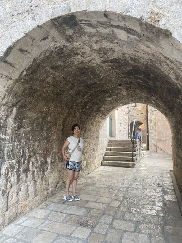 Miaomiao and Max in front of the entrance to the Ethnografic Museum Rupe at the Ulica od orte street