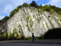 Max with a lolly in front of the Anticline Durbuy at the Chemin Touristique road