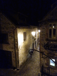 The east side of the Rue de la Prévôté street, viewed from the living room at the first floor of our apartment La Tête en l`Air, by night
