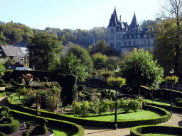 The northeast side of the Topiary Park and the Durbuy Castle, viewed from the terrace