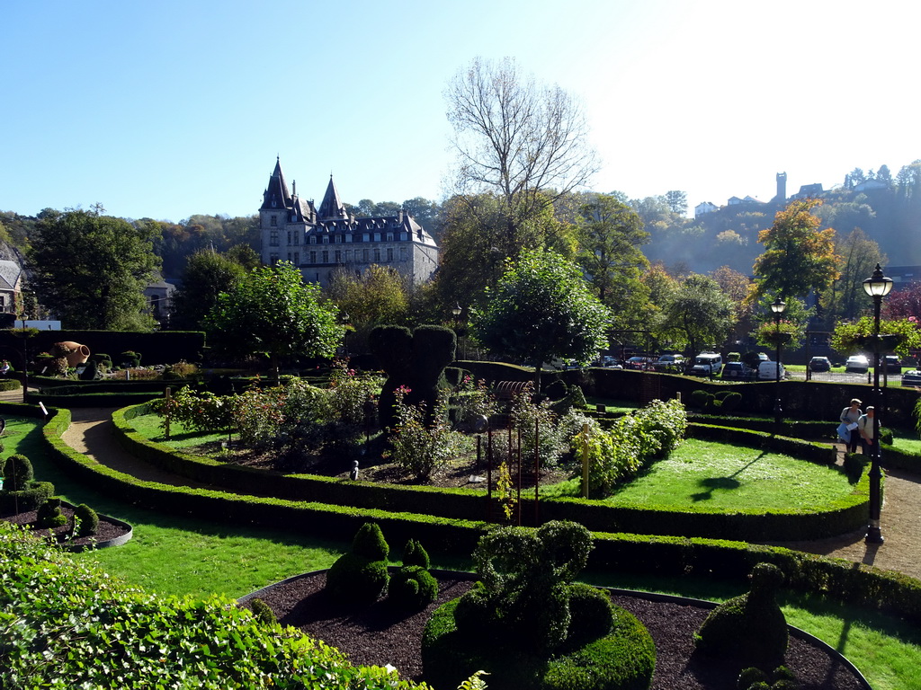 The northeast side of the Topiary Park and the Durbuy Castle, viewed from the terrace