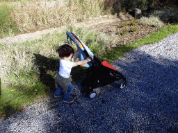 Max with his buggy at the parking place of the Topiary Park