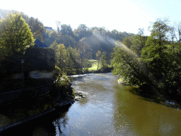 West part of the Ourthe river, viewed from the pedestrian bridge at the west side of town