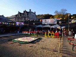 South side of the Place aux Foures square with decorations for the Diwali festival