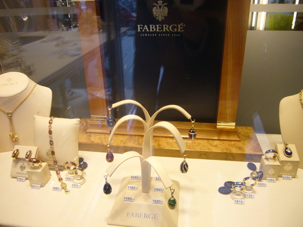 Fabergé jewelry in a shop window