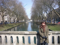 Miaomiao on a bridge in the Königsallee street