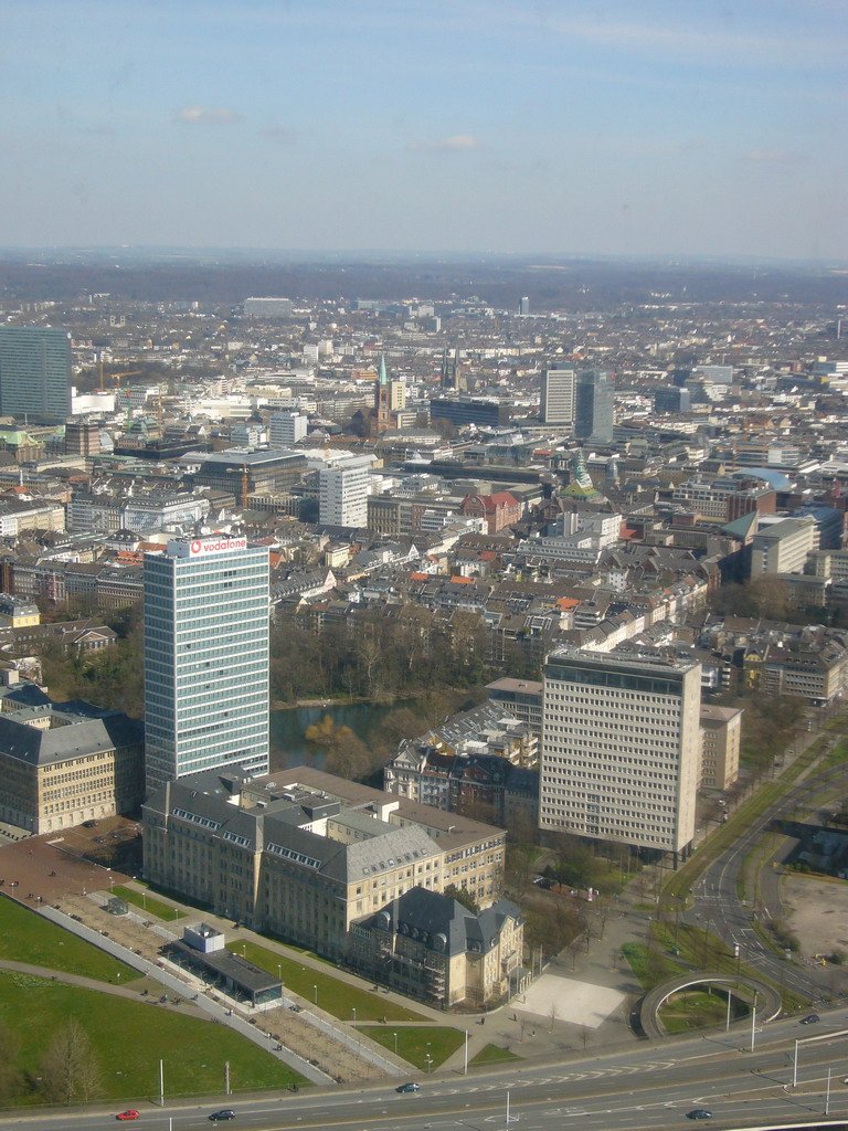 View on the Johanneskirche church and surroundings, from the Günnewig Rheinturm Restaurant Top 180