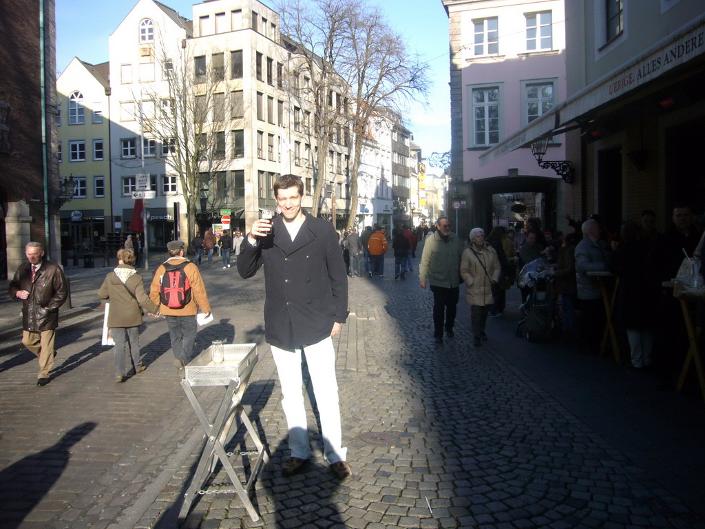 Tim having Altbier beer in the Altstadt